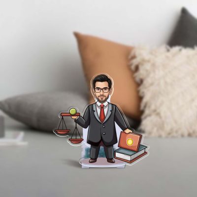 Personalized Lawyer Roating Caricature with Solar Powered Customized with Photo Lawyer Gift for Men Advocate Office Desk Table Decor Best Gift Advocate, Lawyer and LLB Students